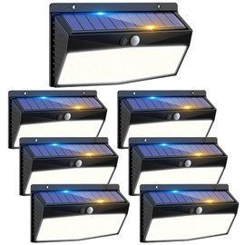 7 Pack 368 LED Solar Lights Outdoor Motion Sensor, Solar Fence Light with 3 Lighting Modes, Solar Powered Security Lights Waterproof for Outside Yard Wall Garden Backyard