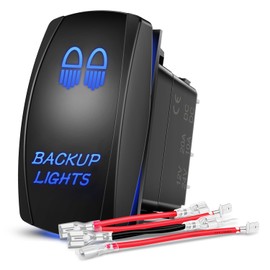 Nilight Backup Lights Rocker Switch Led Light Bar Switch 5 Pin Laser On Off SPST switches 20A/12V 10A/24V Switch Blue with Jumper Wires Set for Cars Trucks Boats ATVs UTVs RVs
