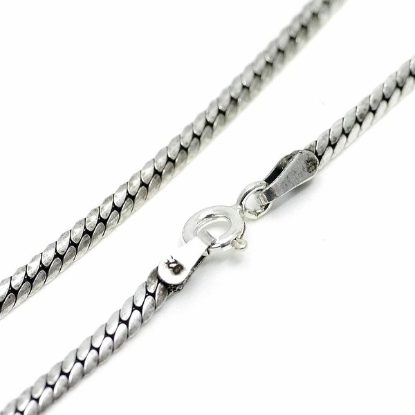 Silver One 925 Silver Edge Curb Necklace Chain [Width 0.08