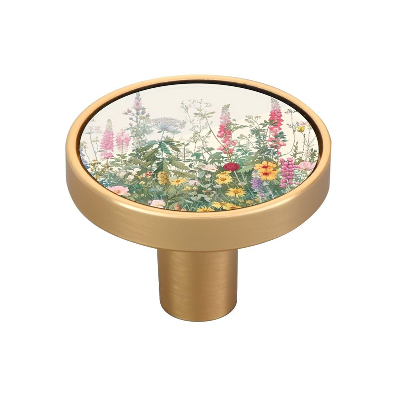 Msyxl 4 Pack Vintage Wild Flowers Cabinet Knobs Round 1-1/4