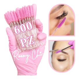 600 Cepillos Desechables Glitter Extensión Pestañas Mink Sinético Roomy Chic