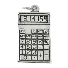 Math Calculator with Pi Number 3D 925 Solid Sterling Silver Charm Pendant Bracelet Jewelry Making Supply