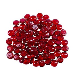 Galashield Red Flat Glass Marbles for Vases Glass Gems Beads Pebbles Vase Filler (1 LB, Approx. 100 PCS)