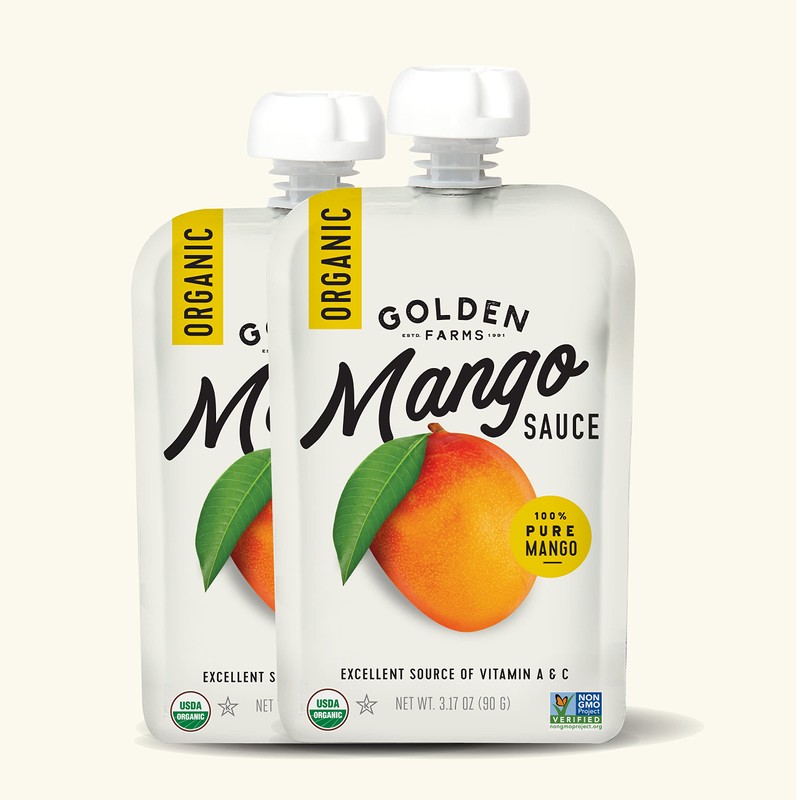 Golden Farms Mango Pouches, Single Ingredient Healthy Snacks (Pack of