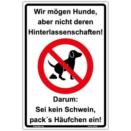 Sign "Wir Like" Dogs No Dog Toilet Sign 300 x 200 mm Sturdy Aluminium Composite Plate 3 mm Thick with 4 Corner Holes