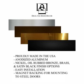 Deck the Door Decor | Door Kick Plate - Anodized Aluminum - Satin Black Finish - Magnetic Mount for Steel Doors - 6" x 32"