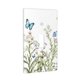 Flower Butterfly Single Toggle Light Switch Plates Outlet Covers Decorative Electrical Wall Plate Receptacle Switchplate Decorate Plug Cover For Bathroom Kitchen 4.5 * 2.76 Inch