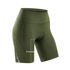 Nepest Womens 4D Padded Bike Cycling Shorts Road Biking Padding Bicycle Shorts High Waisted Cycle Underwear Army Green,M