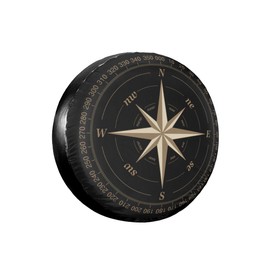 Spare Wheel Tyre Cover, Compass Pattern Print, Universal Waterproof Wheel Protector Covers, Suitable for SUV, Motorhome, Trailer, Car Wheel Accessories (15-15.7 inch)