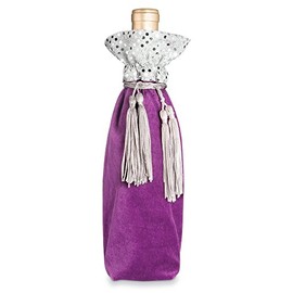 Epic Products Silver Sequin and Plum Fabric Bottle Gift Bag (Set of 6), Multicolor