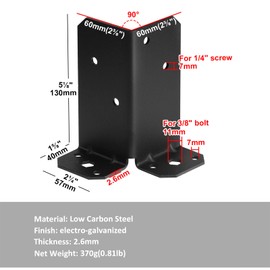 YIDU69Q 8 Pcs 4x4,6x6 Post Anchor Base, Adjustable Decking Posts Split Retrofit Fence Bracket,12 Gauge, Black