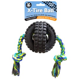 Pet Qwerks ZXTR1 Jingle X-Tire Ball Single Rope, Large (Pack of 1),Green
