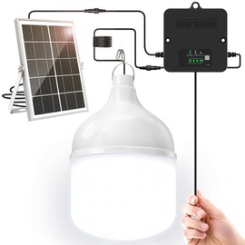 Solar Shed Light Indoor Outdoor, 6500K Daytime Available Pendant Light with Pull String, Power Display & Mode Indicator, IP65 Waterproof Solar Lights with 3 Lighting Modes for Garage Gazebo - 1 Pack