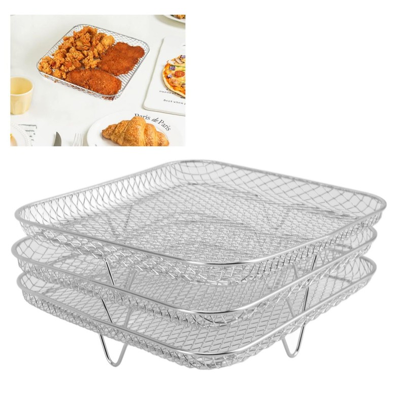 3PCS Fryer Rack Set 304 Stainless Steel Stackable Multi Layer