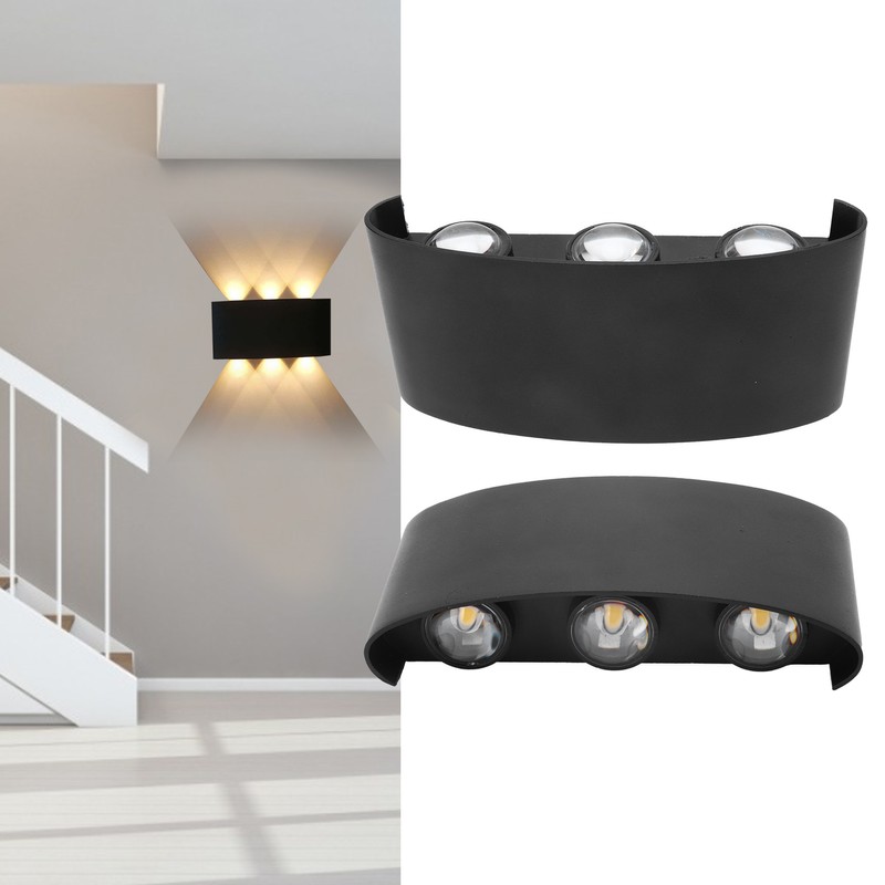 6W LED Wall Light Aluminium Black Shell Warm Light Up