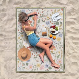 Cuslnox Picnic Blankets Waterproof Foldable - Outdoor Beach Blanket Sandproof, 3-Layer Lightweight Picnic Camping Rugs for Outside