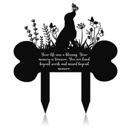 Pet Grave Markers Dog, Metal Dog Grave Markers, Outdoor Grave Decorations for Graveyard, Pet Memorial Garden Stake, Dog Memorial Plaque for Pet Memorial Stone, Garden Memorial Grave