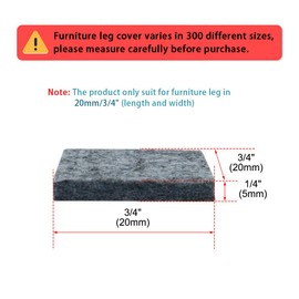 uxcell 24pcs Furniture Pads Square 3/4" Self-stick Non-slip Anti-scratch Felt Pads Floors Protector Gray