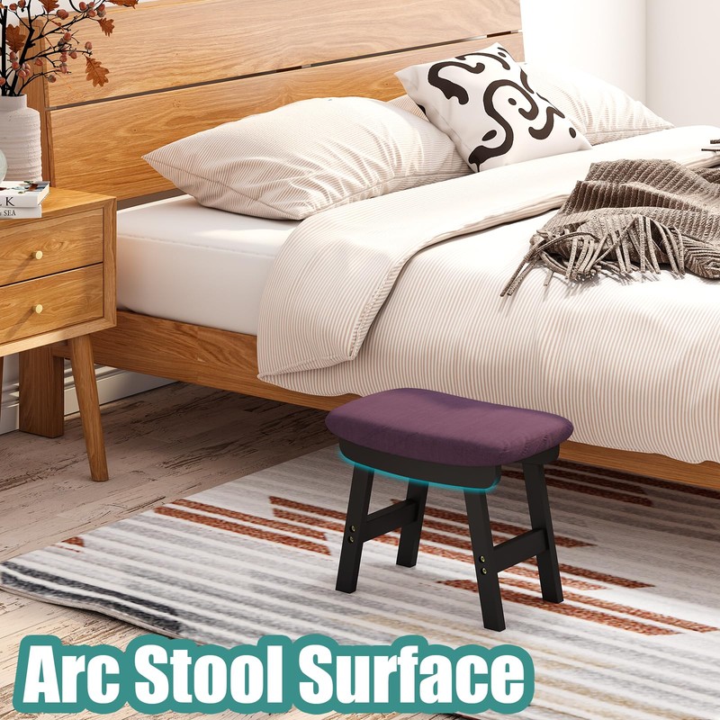 Foot Stools Ottoman, Small Soft Footrest Ottoman with Wood Legs,