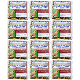 CountryMax Backyard Seeds Bird Seed Cakes for Wild Birds- 12 Pack of 7 oz (12 Pack, Cardinal Frenzy)