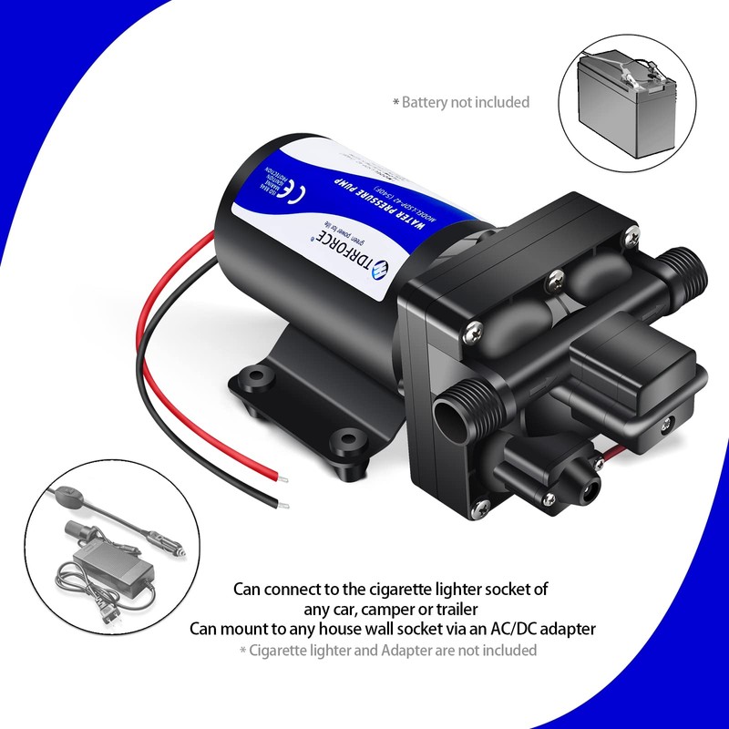 TDRFORCE 12V DC RV Fresh Water Pump 5 GPM Pressure
