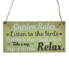Second Ave Garden Rules Relax Wooden Hanging Rectangle Home Garden