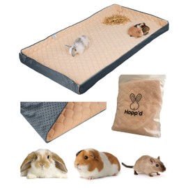 Hopp'd HutchLiner™ - Washable Fleece Bedding/Cage Liner for Guinea Pigs/Rabbit | Odor-Busting, Waterproof, Anti-Slip Vegan Pee Pad |Cooling Mat, Hay Pocket (Midwest 47x24in, Midnight Blue) | US Brand