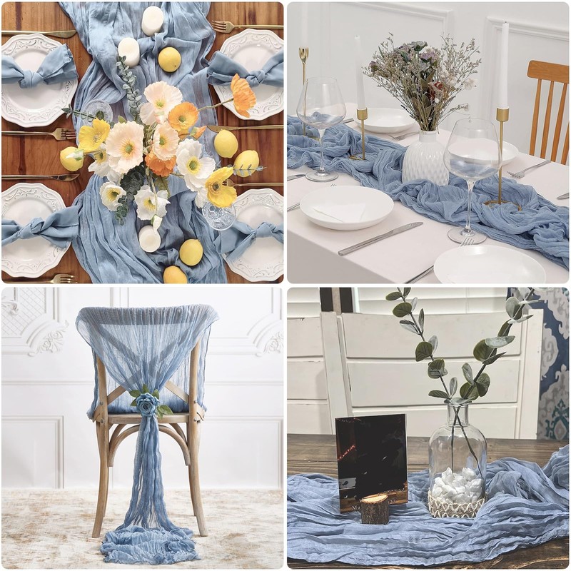 LIKHOPER Cheese Cloth Table Runner, 2 Pack 90 x 400CM