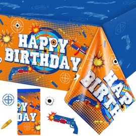 Dart Battle Tablecloth Dart Battle Table Cover Gun Game Themed Rectangle Plastic Table Cover Dart Battle Party Supply for Gunfight Game Theme Party Birthday Party, 54 x 108 Inches (1 Piece)