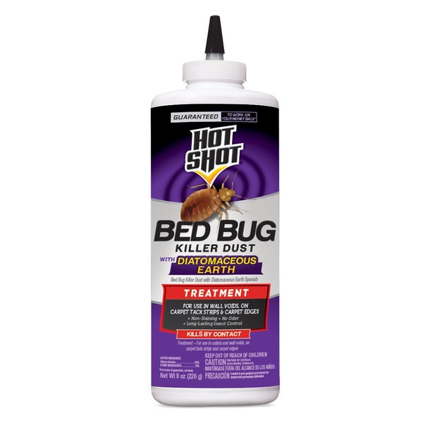 Hot Shot Bed Bug Killer Dust With Diatomaceous Earth 8 Ounces, Treatment For Bed Bugs, 6 Pack