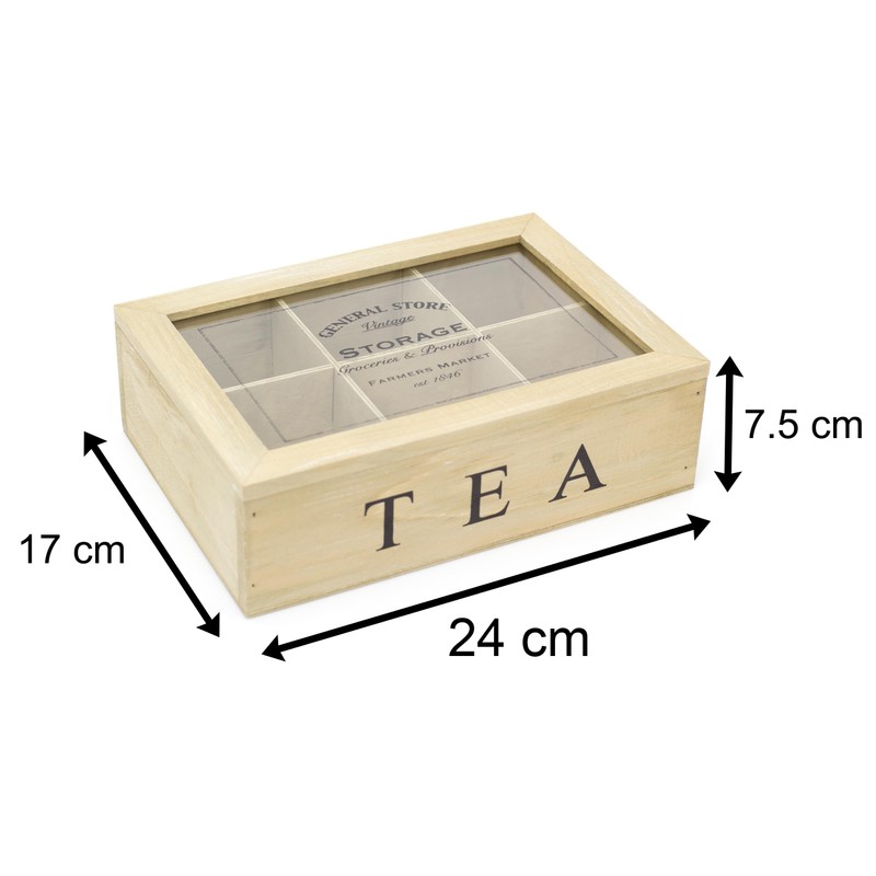 Carousel Home Gifts Vintage General Store Wooden Tea Box Chest