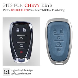 OFFCURVE Compatible with Chevy Key Fob Cover Key Fob Case for Chevy Malibu Camaro Cruze Traverse Spark Sonic Encore Trax Volt Bolt Equinox Smart Key Protector, Blue