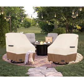 ANartcle Outdoor Swivel Lounge Chair Cover 2 Pack,Waterproof Heavy Duty Lawn Patio Chair Covers,Patio Swivel Chair Covers for Outdoor Furniture (33 W x 35 D x 38.5 H inches) Beige&Brown