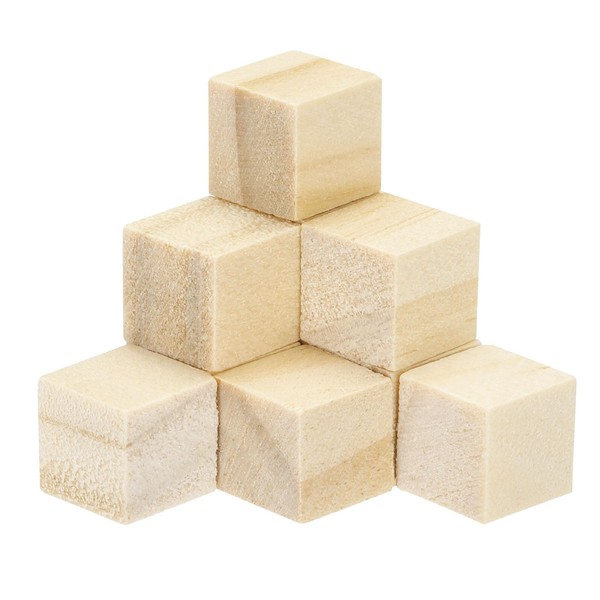 QUARKZMAN Craft Wooden Cubes 50 Pieces Square Natural Wood Blocks