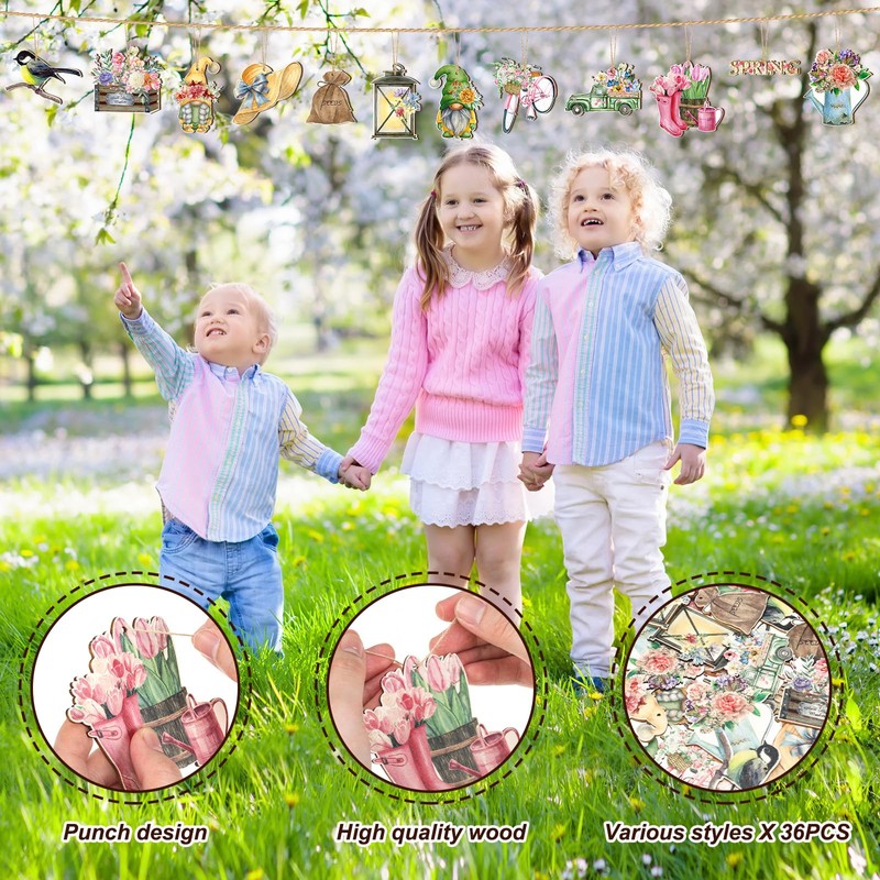 Wenqik 36 Pcs Spring Ornaments for Tree Spring Flower Tulip