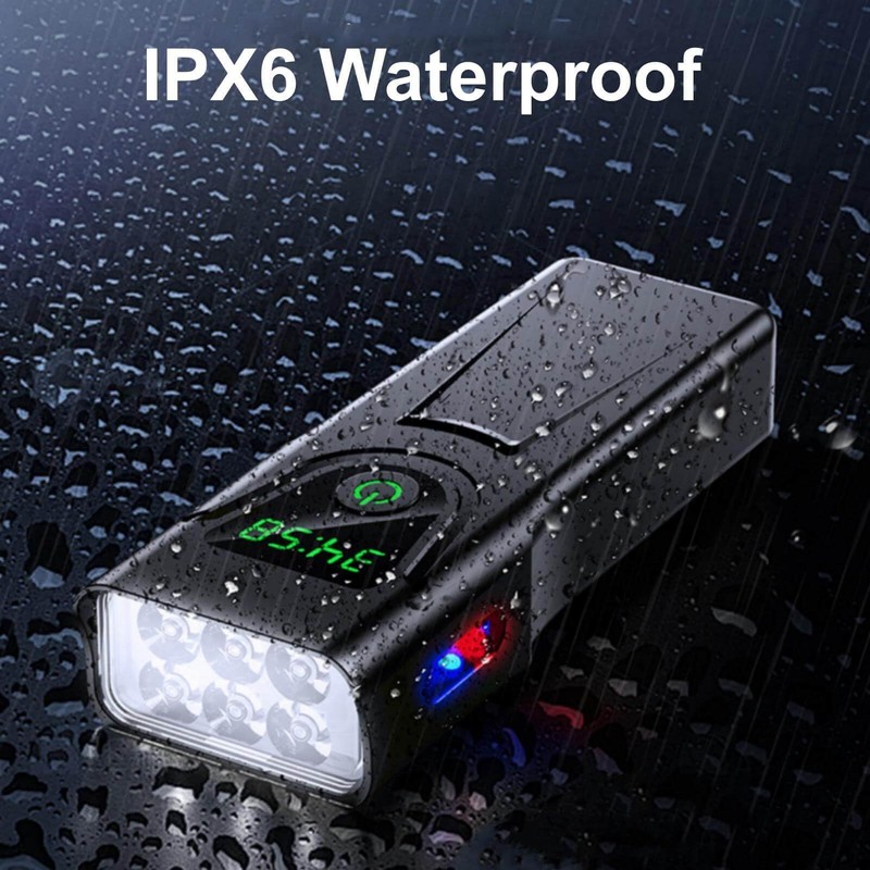 Bike Light USB-C Rechargeable, Super Bright 6-LED Headlight, IPX6 Waterproof,