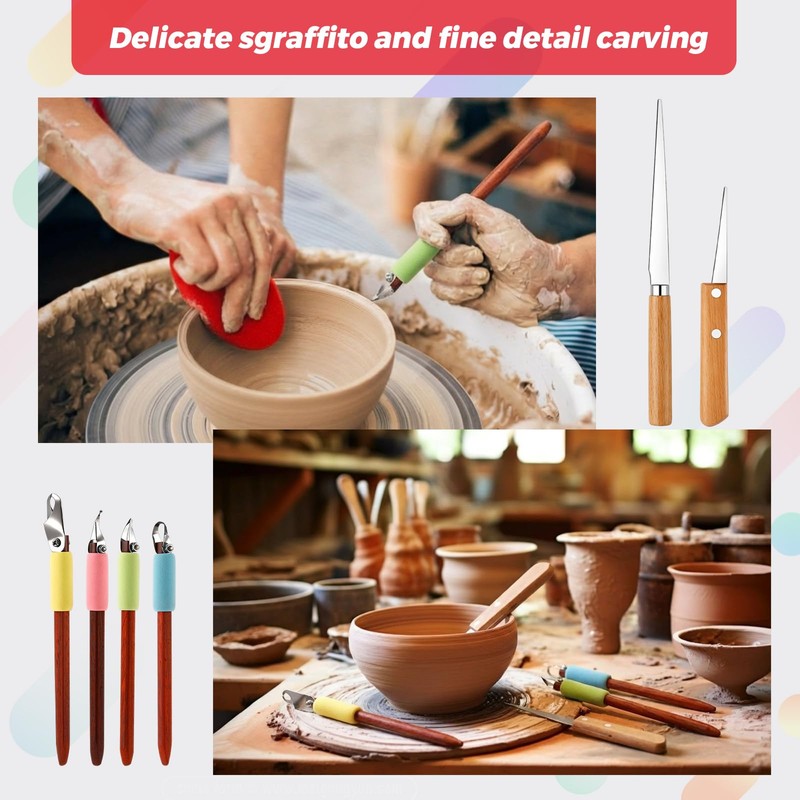 4 Pack Pottery Carving Tool Set 5.9inch Sculpture Carving Scraper