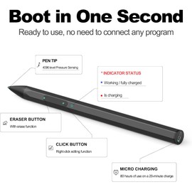 TALTAW Active Pen MPP2.0 for Asus ROG Z Flow 13, Zephyrus Duo 16, X16, SA201H, SA203H, 4096 Pressure, USB-C Charging, 140 Hours Use