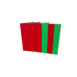 DJP A6 Creased Blank Christmas Green & Red Smooth Cards & C6 White Envelopes - Pack of 20
