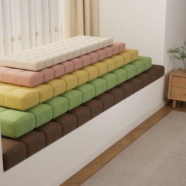 ColourTree Modern Design Tufted Cushion – Custom Size Window Bench Pad with Faux Suede, New Grid Stitch Design, 70D High-Resilience Foam (Custom Sizes/Colors/Thickness Available) (1.4 Inch Thick)