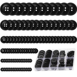 100 Pcs Black Resin Sewing Buttons, 5 Sizes 4-Hole Buttons for Clothing, Crafts, DIY Projects, Sewing Supplies Kit