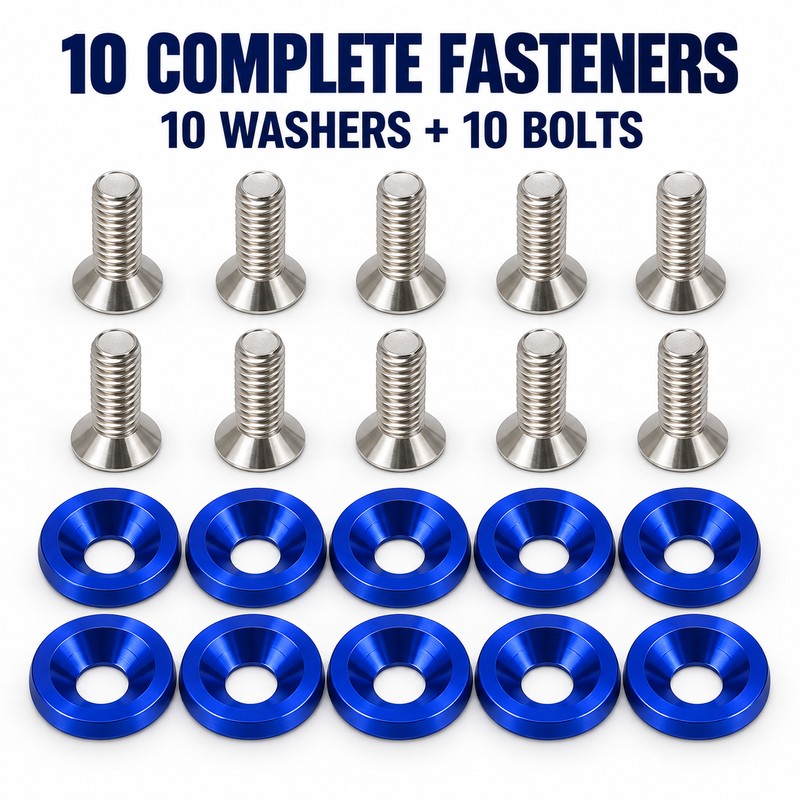 10-Piece M6 Car Fender Washer and Bolt Set for Bumper,