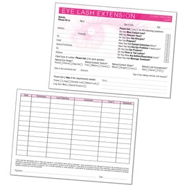 Eyelash Extension Client Record Card - Treatment Consultation Form for Mobile Therapists & Salons A6 Pack of 50 - Landscape