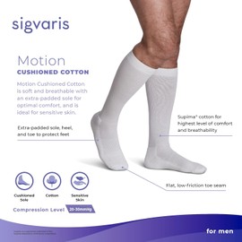 Sigvaris SIGVARIS Men's Motion Cushioned Cotton 360 Closed Toe Calf-High Socks 20-30mmHg - Black - Extra Large Long