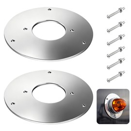 Vitonsbay Flush Mount Watermelon Light Bunk Plate Adapter,Stainless Steel Round Marker Lights Bezel, Mounting Bracket, 2 Pack,Light Not Include