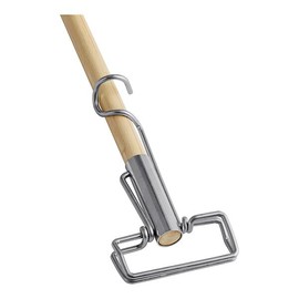 Glownary Commercial Wooden Mop Handle, 60 Inches, Wire Clamp, Brown