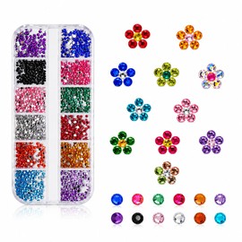 Diamantes de Imitación de Cristal para Uñas, 12 Colores, Piedras Planas Brillantes, Decoración Versátil para Uñas, Zapatos y Bolsas