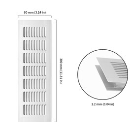 JIEHIN Pack of 6 Ventilation Grille Door, 300 x 80 mm, Aluminium Ventilation Grille, Ventilation Grille for Fridge, Bathroom, Cabinet, Shoe Cabinets, Motorhome
