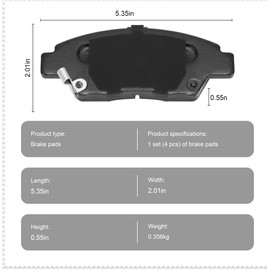 SUPLABEL Front Brake Pads HZ1394 for 09-20 Honda Fit, 11-15 CR-Z, Ceramic Brake Pads w/Hardware 2009 2010 2011 2012-2015 2016 2017 2018 2019 2020 Replacement