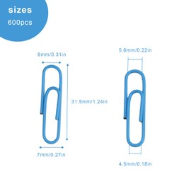 Pack of 600 Paper Clips, HERKINDNESS 3 cm Paper Clips, Colourful, Coated Paper Clips, Paper Clips, Small, for Photos, Bills, Posters, Letters and Documents